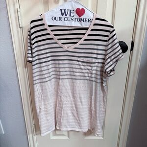 Calvin Klein Black and Pink Striped Top